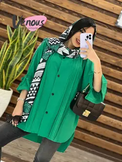 خرید اینترنتی مانتو جلو دکمه پیله دار کد 1526فروشگاه ونوس مد