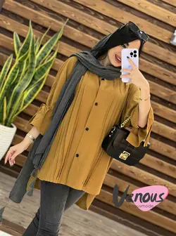 خرید اینترنتی مانتو جلو دکمه پیله دار کد 1526فروشگاه ونوس مد