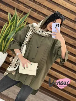 خرید اینترنتی مانتو جلو دکمه پیله دار کد 1526فروشگاه ونوس مد