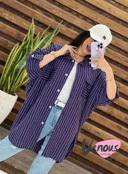 مانتو راه راه پانچ دو جیب کد 1532شیک و جذاب درمجموعه ونوس مد