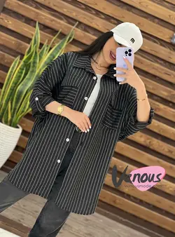 مانتو راه راه پانچ دو جیب کد 1532شیک و جذاب درمجموعه ونوس مد