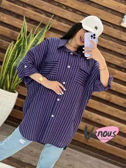 مانتو راه راه پانچ دو جیب کد 1532شیک و جذاب درمجموعه ونوس مد