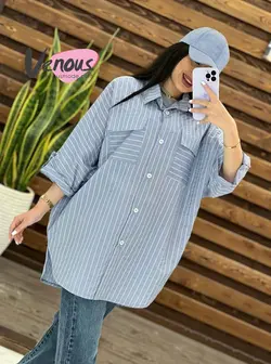 مانتو راه راه پانچ دو جیب کد 1532شیک و جذاب درمجموعه ونوس مد