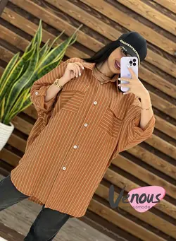 مانتو راه راه پانچ دو جیب کد 1532شیک و جذاب درمجموعه ونوس مد