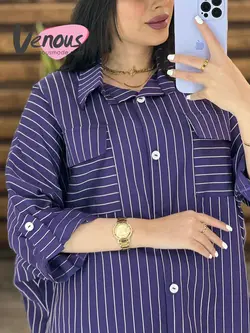 مانتو راه راه پانچ دو جیب کد 1532شیک و جذاب درمجموعه ونوس مد