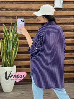 مانتو راه راه پانچ دو جیب کد 1532شیک و جذاب درمجموعه ونوس مد