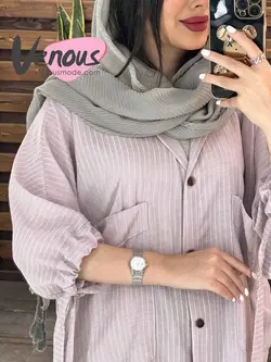 خرید اینترنتی مانتو راه راه آستین بنددار کد 1570فروشگاه ونوس