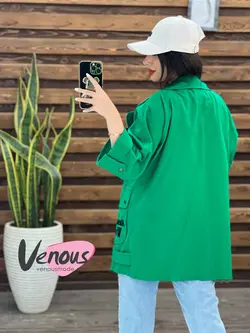 خرید اینترنتی مانتو جیب نوشته پاگون دار کد 1615 فروشگاه ونوس