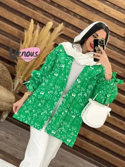 مانتو کتی طرح دار آستین کش کد 1613 شیک و جذاب در ونوس مد