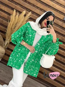 مانتو کتی طرح دار آستین کش کد 1613 شیک و جذاب در ونوس مد