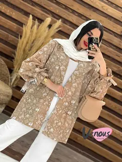 مانتو کتی طرح دار آستین کش کد 1613 شیک و جذاب در ونوس مد