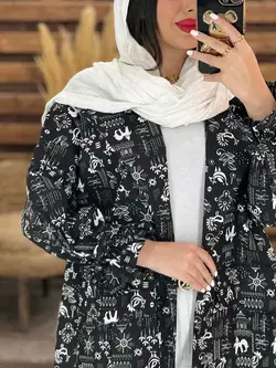 مانتو کتی طرح دار آستین کش کد 1613 شیک و جذاب در ونوس مد