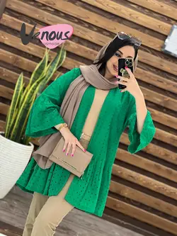 خرید اینترنتی مانتو عروسکی سوزن دوزی کد 1640 در فروشگاه ونوس