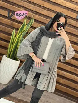 خرید اینترنتی مانتو عروسکی سوزن دوزی کد 1640 در فروشگاه ونوس