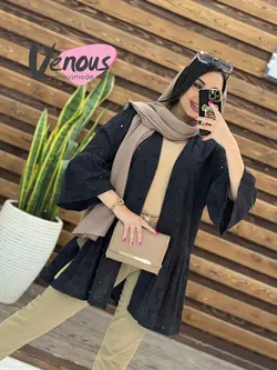 خرید اینترنتی مانتو عروسکی سوزن دوزی کد 1640 در فروشگاه ونوس