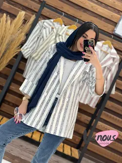 خرید اینترنتی مانتو لنین راه راه چهار دکمه کد 1648در ونوس مد