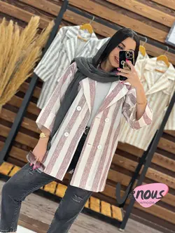 خرید اینترنتی مانتو لنین راه راه چهار دکمه کد 1648در ونوس مد