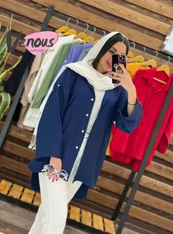 خرید اینترنتی مانتو بابوس پایین هلالی کد 1652فروشگاه ونوس مد