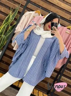 خرید اینترنتی مانتو پانچ راه راه جیب هلالی کد 1657در ونوس مد