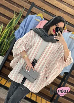 خرید اینترنتی مانتو پانچ راه راه جیب هلالی کد 1657در ونوس مد