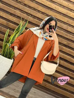 مانتو جلو زیپ پشت گت دار کد 1667 شیک و خاص در مجموعه ونوس مد