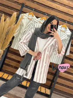 خرید اینترنتی مانتو لنین راه راه چهار دکمه کد 1703در ونوس مد