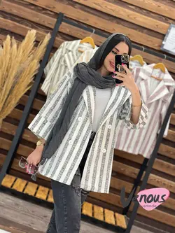 خرید اینترنتی مانتو لنین راه راه چهار دکمه کد 1703در ونوس مد