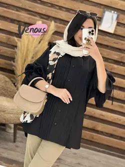 خرید اینترنتی مانتو داکرون جلوپیله کد 1785 کالکشن محرم ونوس