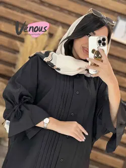 خرید اینترنتی مانتو داکرون جلوپیله کد 1785 کالکشن محرم ونوس