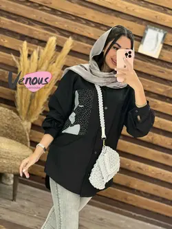 مانتو نگین دار طرح چهره کد 1794 شیک و خاص در مجموعه ونوس مد