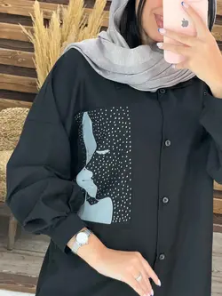 مانتو نگین دار طرح چهره کد 1794 شیک و خاص در مجموعه ونوس مد