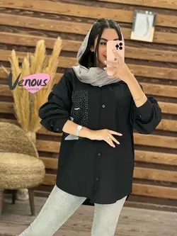 مانتو نگین دار طرح چهره کد 1794 شیک و خاص در مجموعه ونوس مد