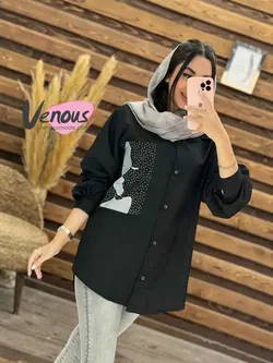 مانتو نگین دار طرح چهره کد 1794 شیک و خاص در مجموعه ونوس مد