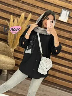 مانتو نگین دار طرح چهره کد 1794 شیک و خاص در مجموعه ونوس مد