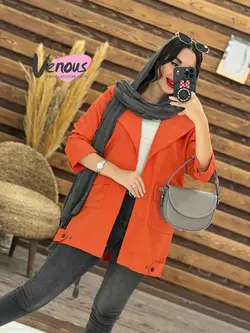 خرید اینترنتی مانتو تترون جیب پاکتی بغل دکمه کد 1836 ونوس مد