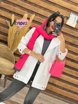 خرید اینترنتی مانتو تترون جیب پاکتی بغل دکمه کد 1836 ونوس مد