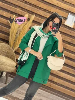 خرید اینترنتی مانتو تترون جیب پاکتی بغل دکمه کد 1836 ونوس مد