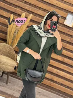 خرید اینترنتی مانتو تترون جیب پاکتی بغل دکمه کد 1836 ونوس مد