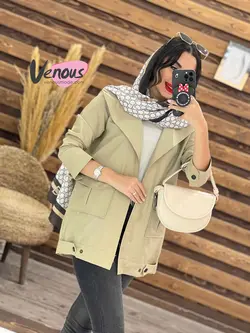 خرید اینترنتی مانتو تترون جیب پاکتی بغل دکمه کد 1836 ونوس مد