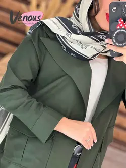 خرید اینترنتی مانتو تترون جیب پاکتی بغل دکمه کد 1836 ونوس مد