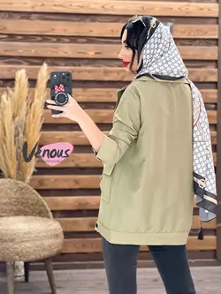 خرید اینترنتی مانتو تترون جیب پاکتی بغل دکمه کد 1836 ونوس مد