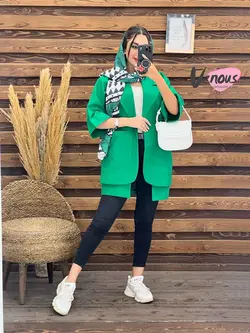 خرید اینترنتی مانتو لنین آستین پاکتی دوجیب کد 1875 ونوس مد