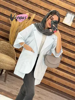 خرید اینترنتی مانتو لنین آستین پاکتی دوجیب کد 1875 ونوس مد