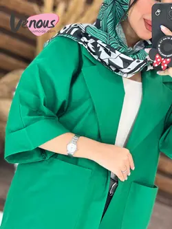 خرید اینترنتی مانتو لنین آستین پاکتی دوجیب کد 1875 ونوس مد