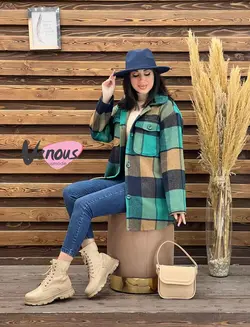 پالتو چهارخونه جیب پاکتی کد 1890 کالکشن پاییزی ونوس مد