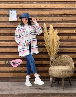 پالتو چهارخونه جیب پاکتی کد 1890 کالکشن پاییزی ونوس مد