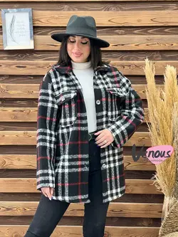 پالتو چهارخونه جیب پاکتی کد 1890 کالکشن پاییزی ونوس مد