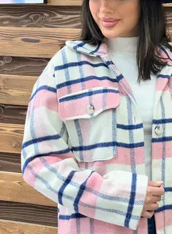 پالتو چهارخونه جیب پاکتی کد 1890 کالکشن پاییزی ونوس مد