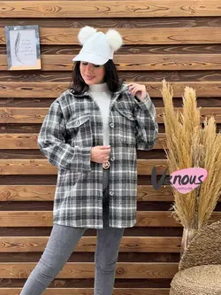 پالتو چهارخونه جیب پاکتی کد 1890 کالکشن پاییزی ونوس مد