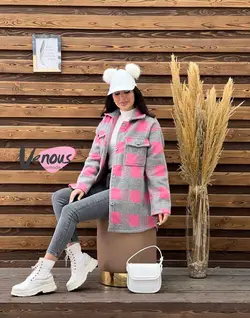 پالتو چهارخونه جیب پاکتی کد 1890 کالکشن پاییزی ونوس مد